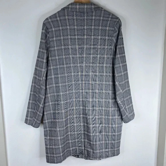 Adrianna Papell EUC Women's Gray Plaid Longline Academic Classic Preppy Coat - Picture 5 of 11